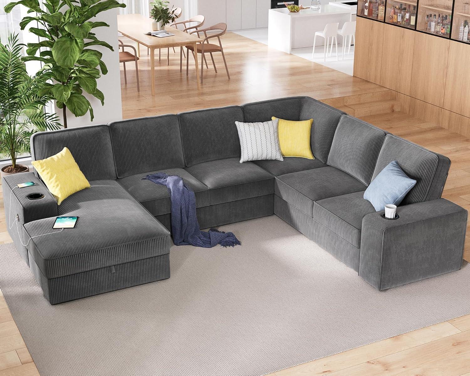 Our Cozy Verdict: PaPaJet 112-Inch Corduroy U Sofa