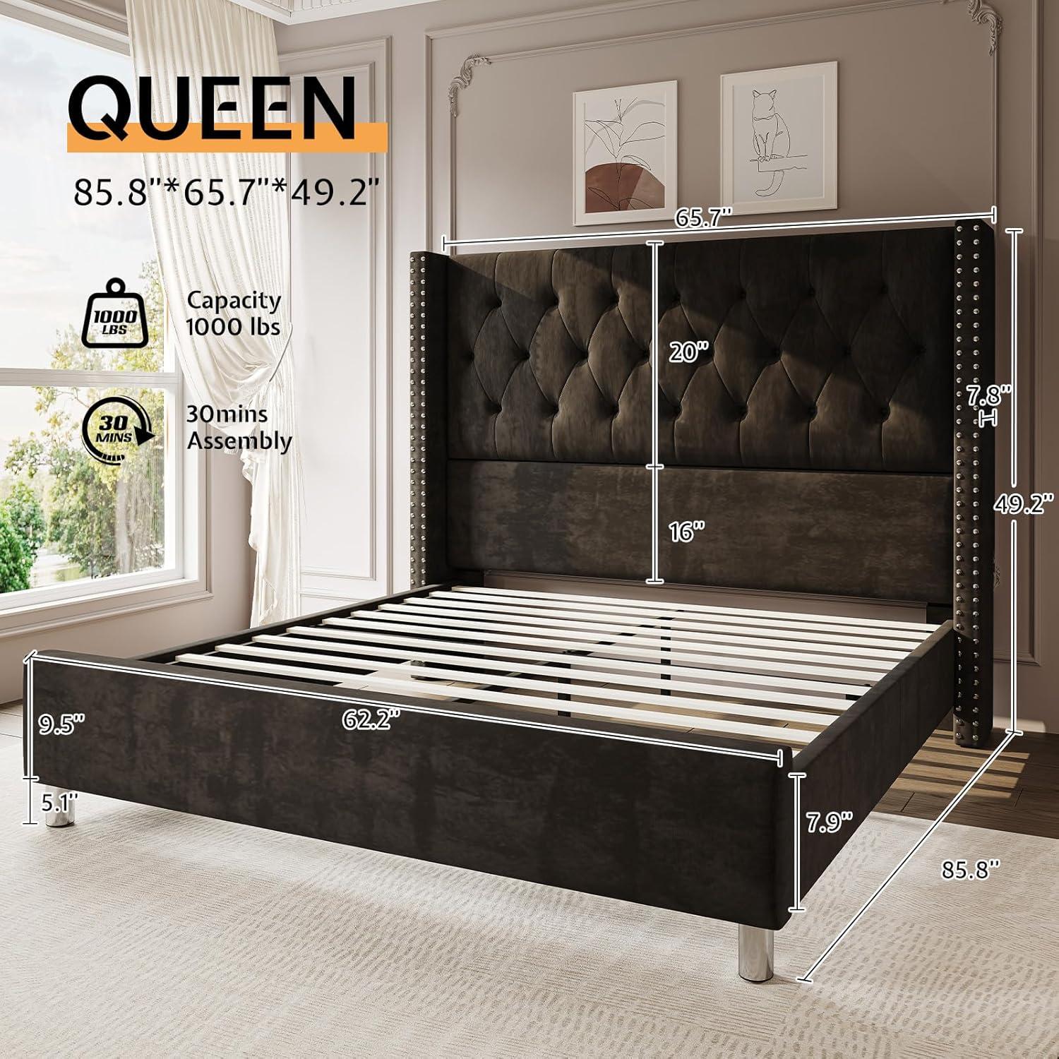 Our Review: PaPaJet ⁢Velvet⁣ Queen Bed⁤ - Sturdy, Plush