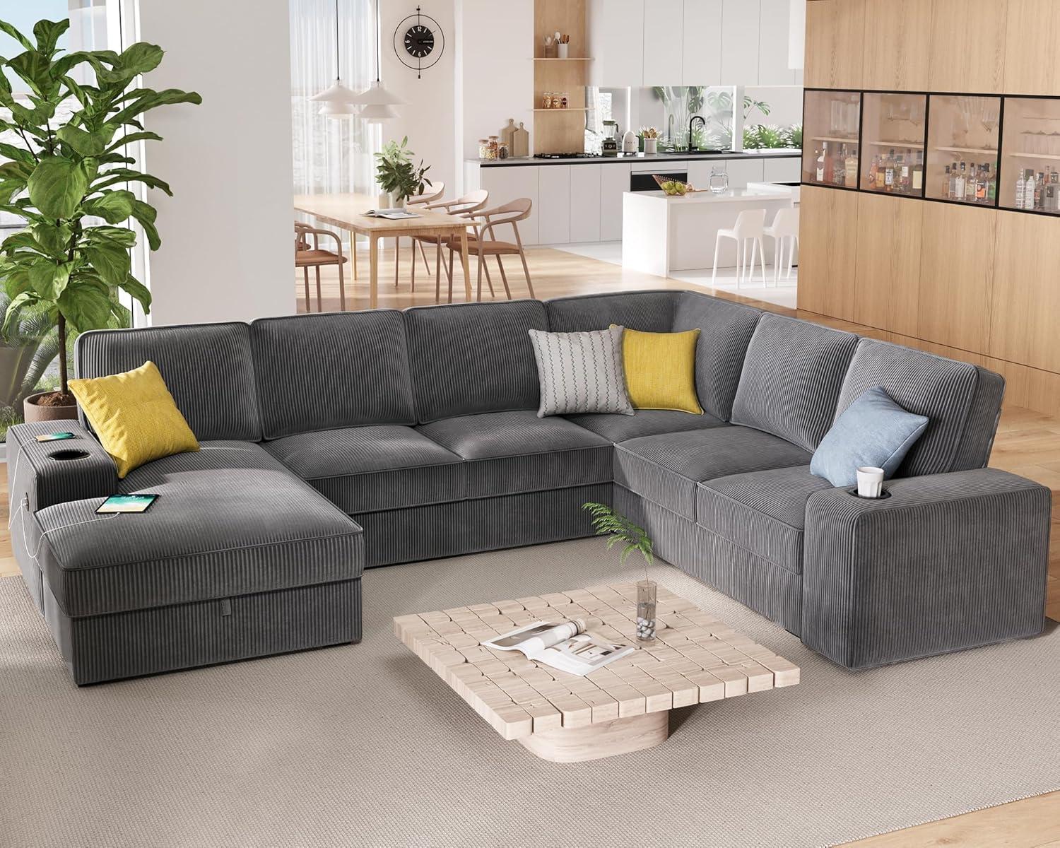 Our Cozy Verdict: PaPaJet 112-Inch Corduroy U Sofa